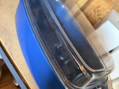 Blue Oval Casserole Dish with Clear Glass Lid