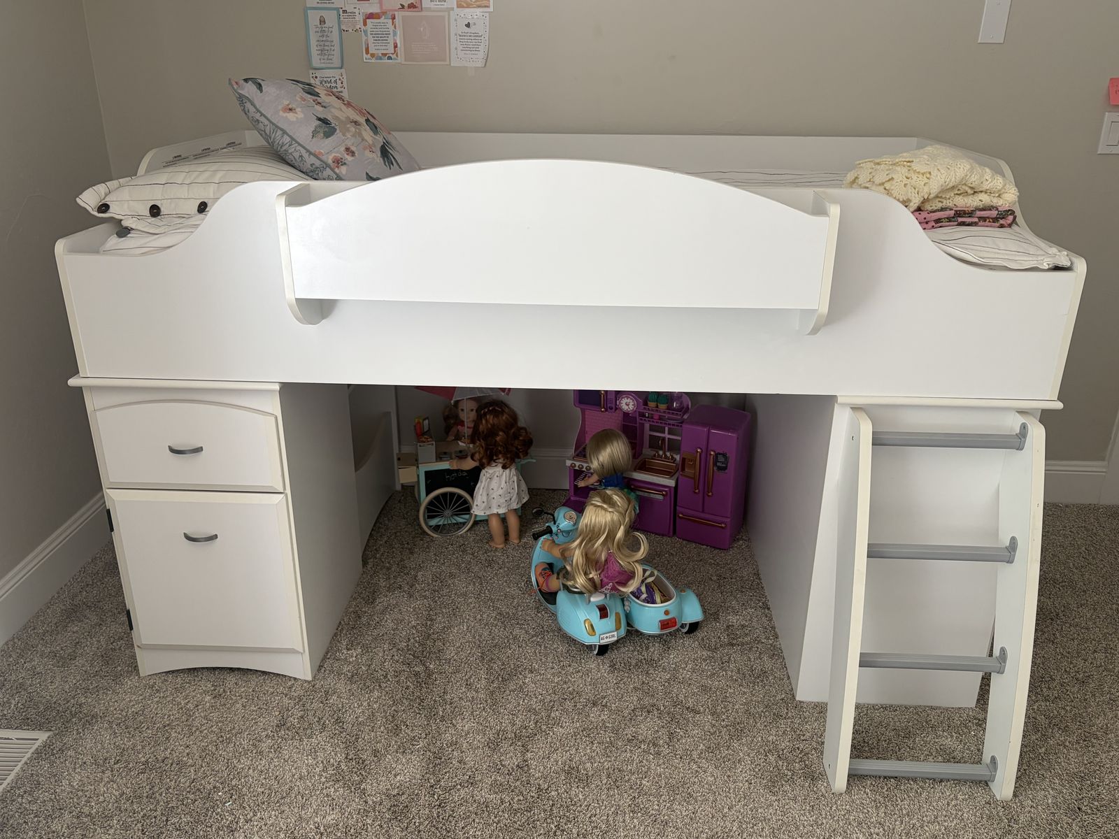 Twin Loft Bed with Storage & Play Space - Great for Kids