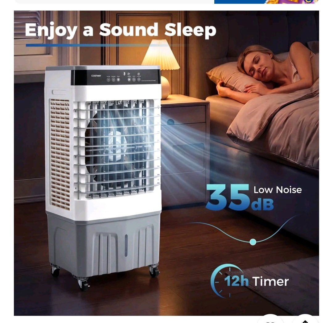 New Costway 3-in-1 Evaporative Air Cooler Swamp AC Unit, Portable Room Cooler, Apartment Office, Bedroom, Humidifier Fan