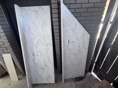 New 6' White Marble Pattern Laminate Countertop Set - Straight & Left Miter Pieces