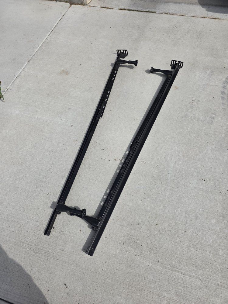 Black Metal Universal Bed Frame Rails - Adjustable Headboard Attachment