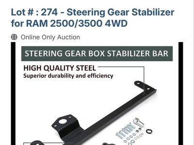 Dodge Ram 2500/3500 4WD Steering Gear Stabilizer Bar, 2003-2008, Missing 2 Lock Nuts