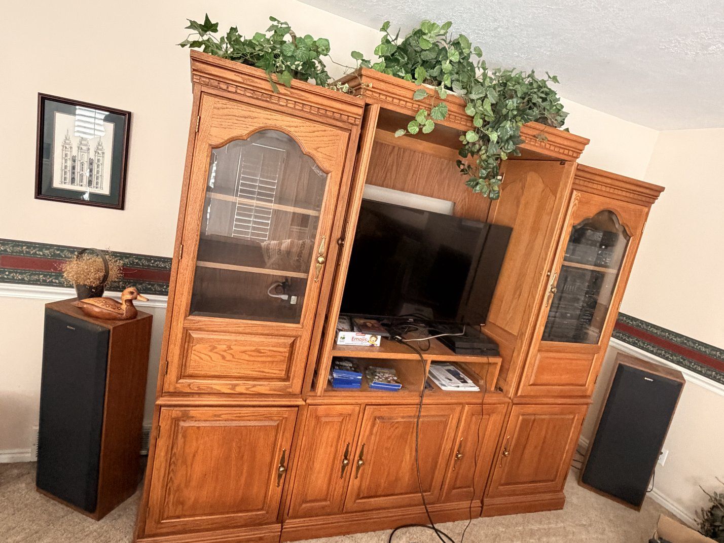 Entertainment Center with Sony Stereo Component system and speakers