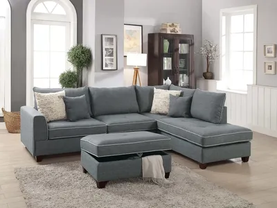 NEW SECTIONAL with STORAGE OTTOMAN & PILLOWS - NEW IN BOX