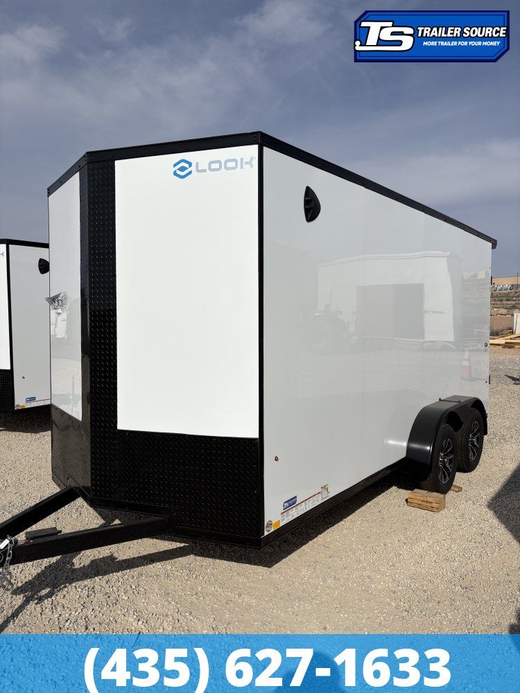 7x16 Look ST DLX Enclosed Cargo Trailer - 7'0" Interior - 7K GVWR - .080 PolyCor, Alloy Wheels, Black Out Package, Rear Spoiler