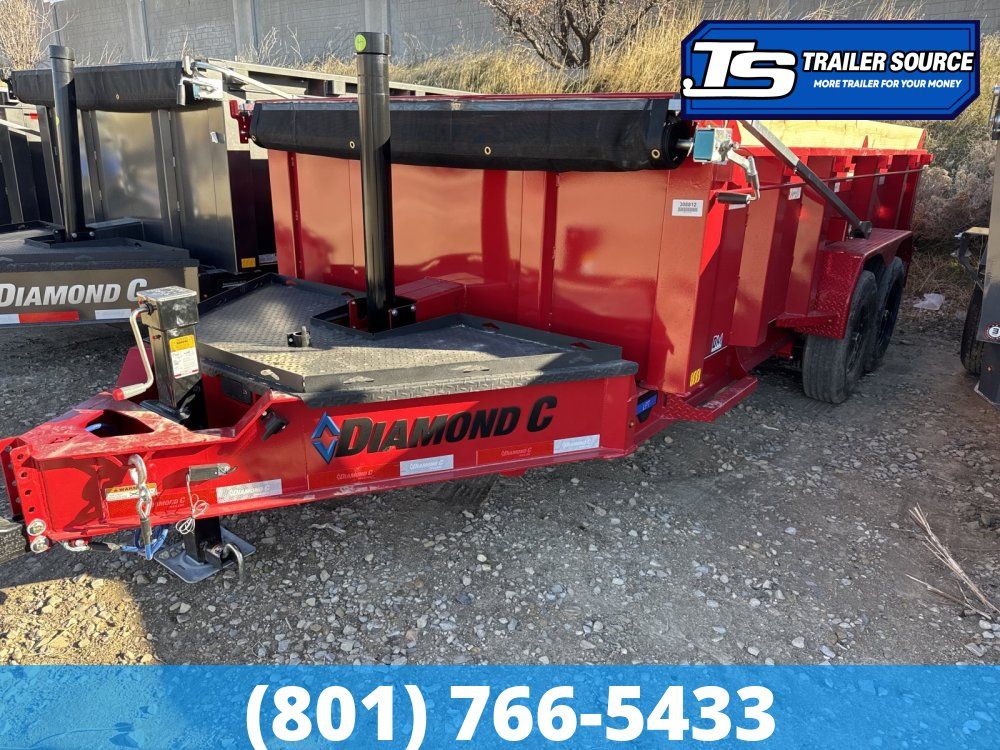 7x14 Diamond C LPT 207 Dump Trailer - 32" Sides - 15.5K GVWR - 14 Ply Tires, Board Brackets, Long Arm Tarp