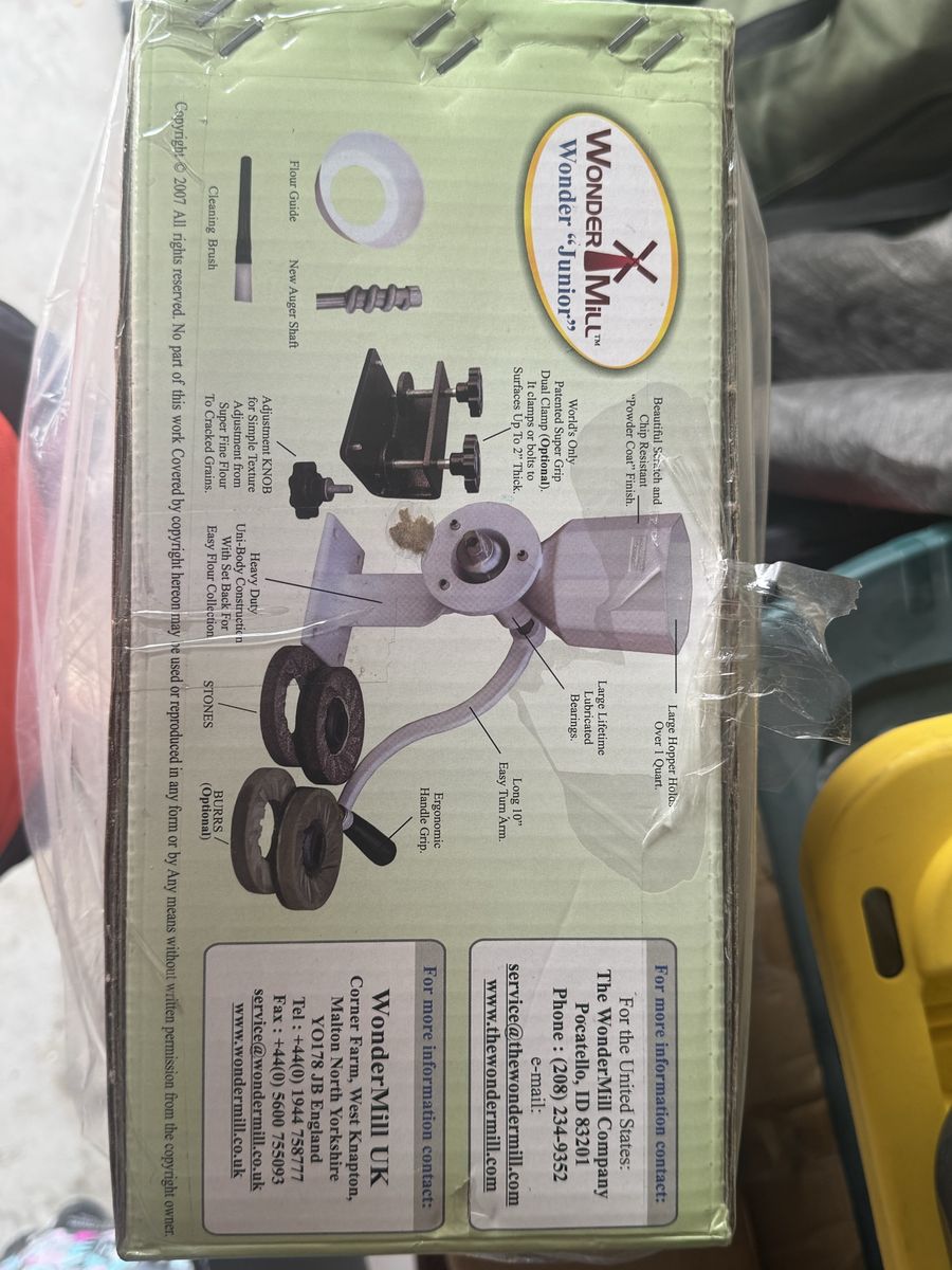 Wondermill Wonder Junior Hand Grain Mill - Efficient & Durable with Multiple Burr Sets, New in Box