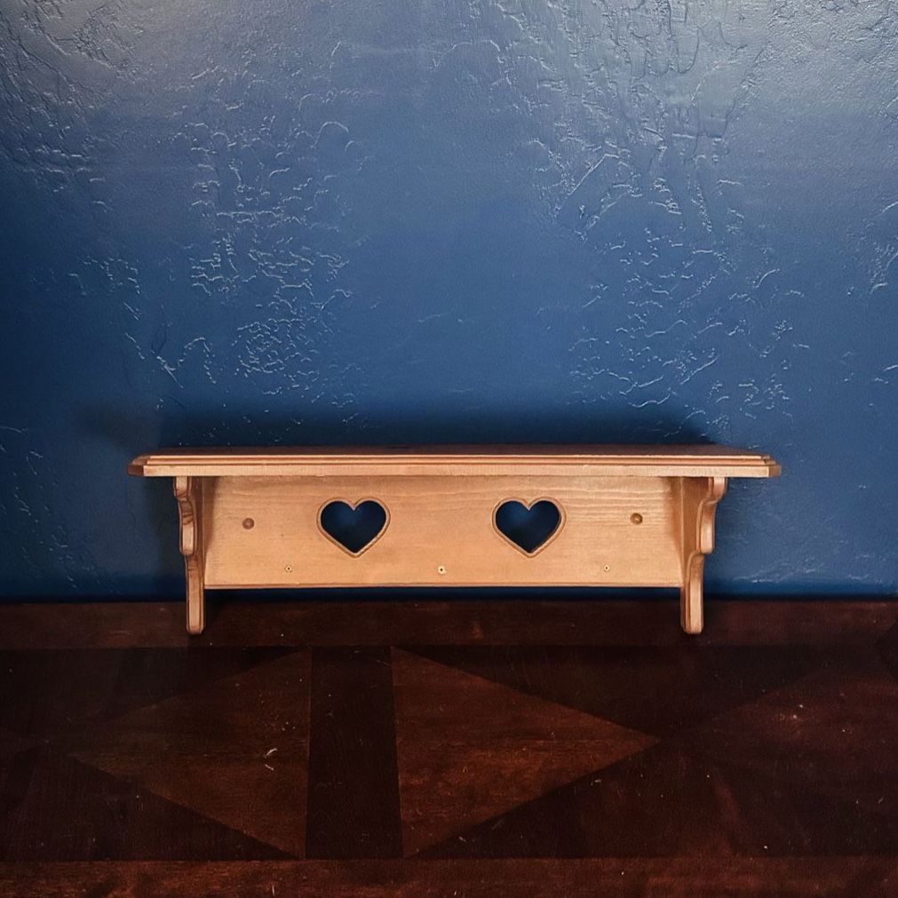Double Heart Vintage Cottage Core Wall Wood Shelf