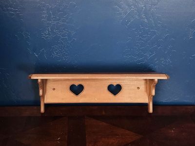 Double Heart Vintage Cottage Core Wall Wood Shelf