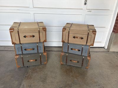 Matching Trunk Style Nightstands / Accent Cabinets - Set of 2