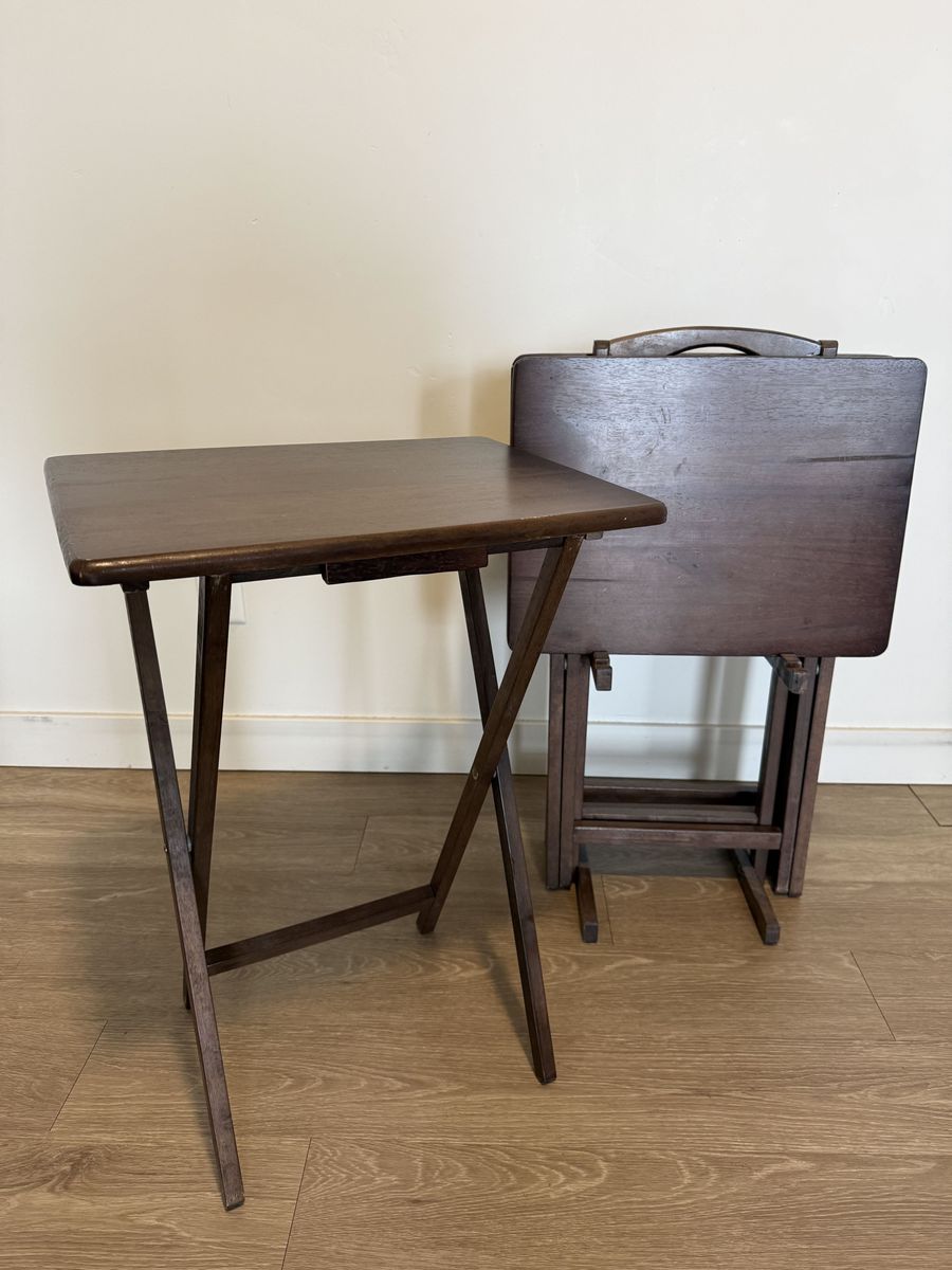 Set of 4 Wooden Folding TV Tray Tables - $40