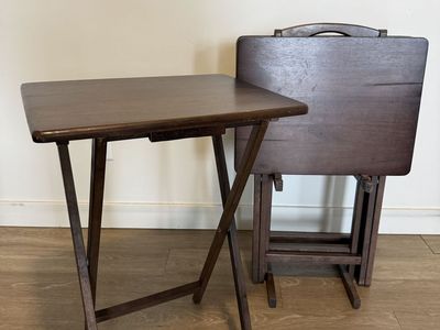 Set of 4 Wooden Folding TV Tray Tables - $40