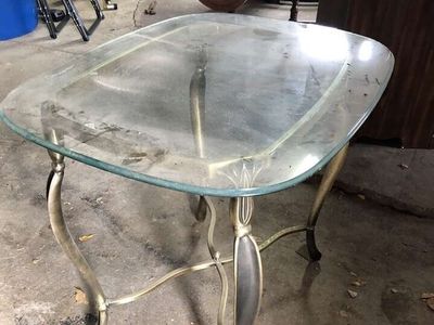 Glass And Bronze Side Table.