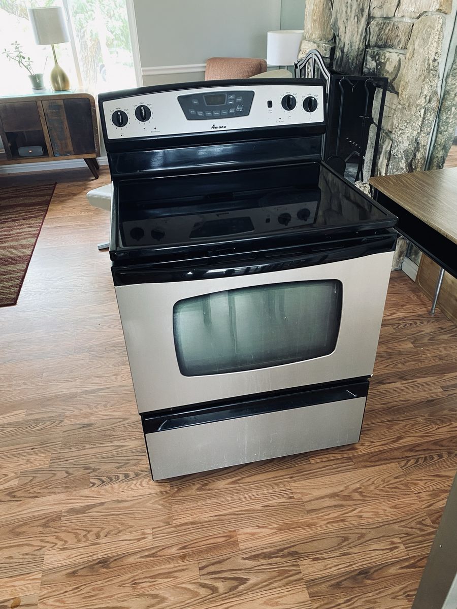 Free Amana Electric Range Stove with Smooth Glass Cooktop Stainless Steel
