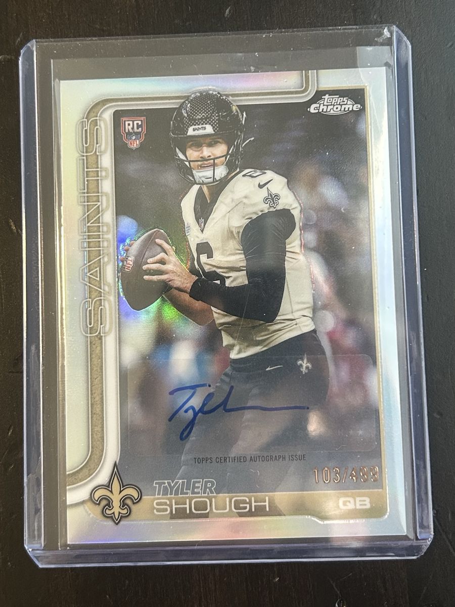 Tyler Shough Topps chrome signed football card rare