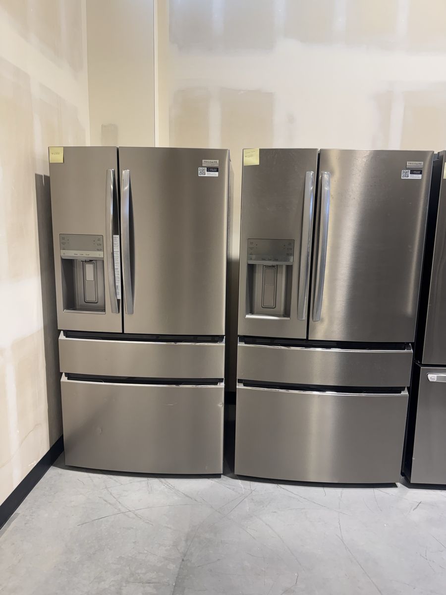 New Frigidaire 22 CuFt and 26 CuFt 4 Door French Door Refrigerators