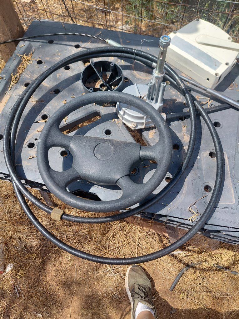 Used Boat Steering System: Wheel, Cables, and Control Unit - Marine Grade Components