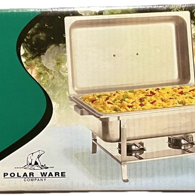 Polar Ware Professional Stainless Steel Chafing Dish Set - Full Size, Satin Finish Dome Cover