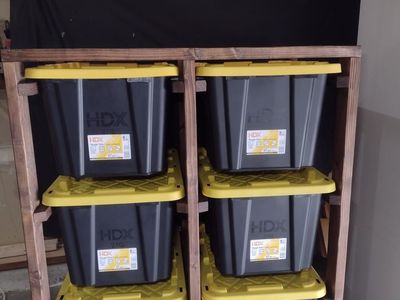 Custom built 27 gal garage tote organizers