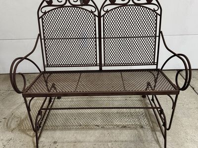 Outdoor Garden Glider Bench Love Seat Powder Coated Metal