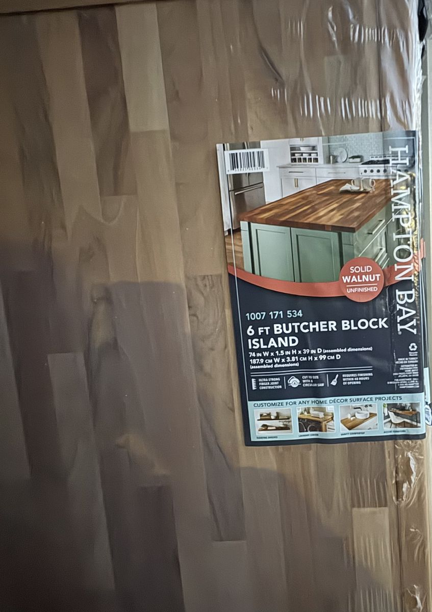 NEW Hampton Bay 6 ft. x 39 in Unfinished Walnut Butcher Block Countertop