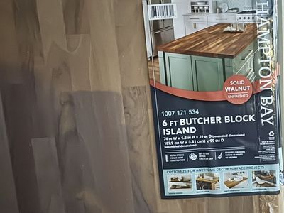 NEW Hampton Bay 6 ft. x 39 in Unfinished Walnut Butcher Block Countertop