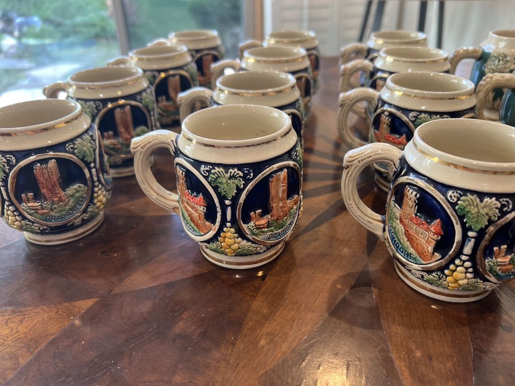 Vintage Marzi & Remy cobalt blue ceramic beer mugs