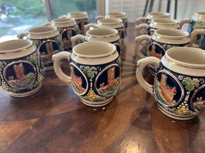 Vintage Marzi & Remy cobalt blue ceramic beer mugs