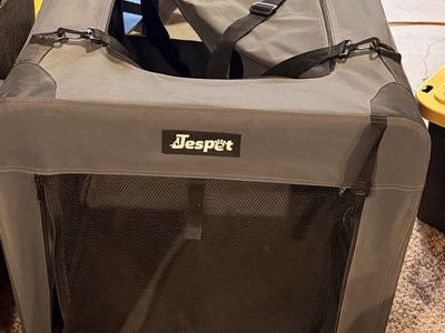Jespet Soft-Sided Folding Pet Crate Kennel - Gray