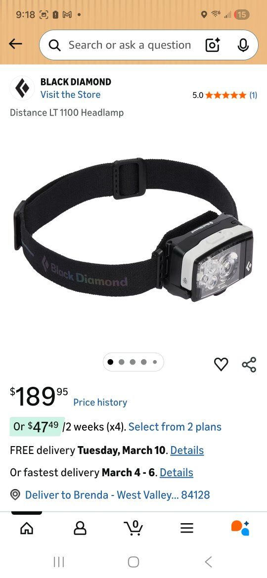Black Diamond LT 1100 headlamp