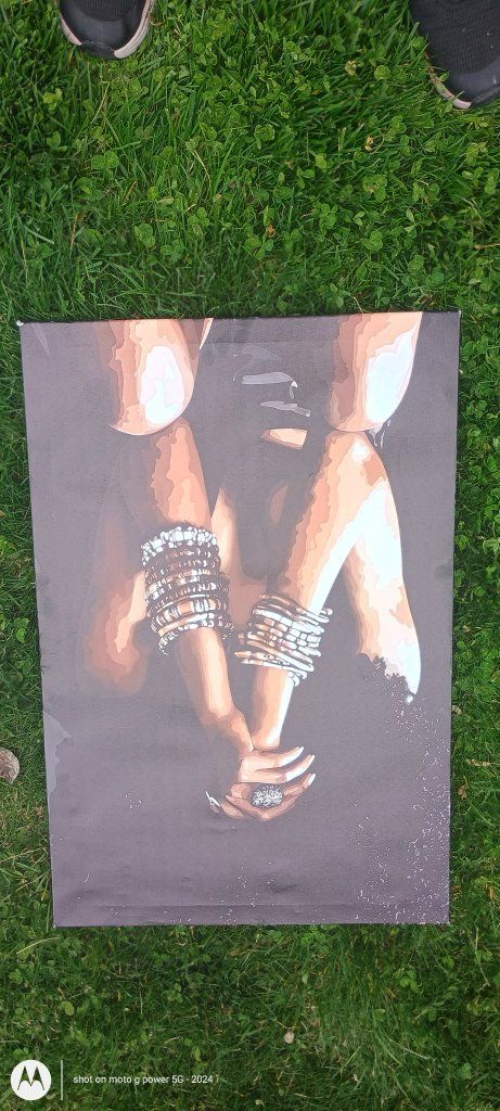 Canvas Wall Art: 'Holding Hands' Print, Black & White with Bracelets, New