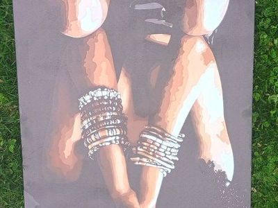 Canvas Wall Art: 'Holding Hands' Print, Black & White with Bracelets, New