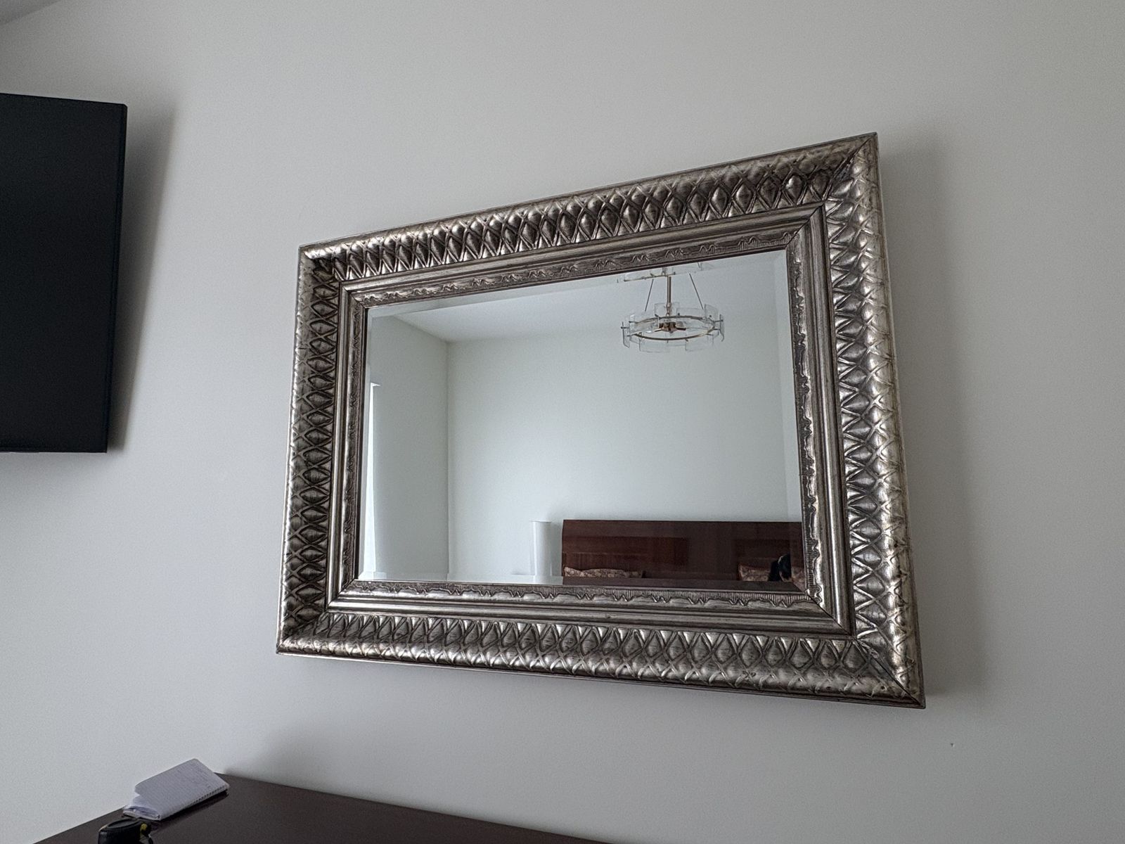 48" x 36" Silver woven framed decorative mirror $80 cash/venmo in Draper