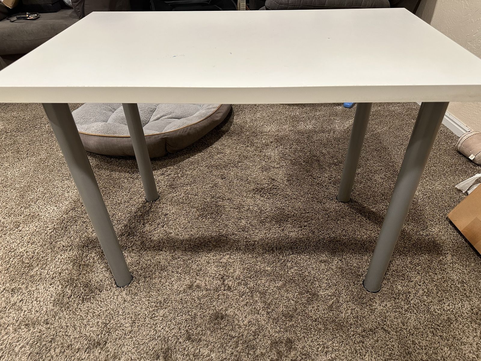 White Table with Metal Legs