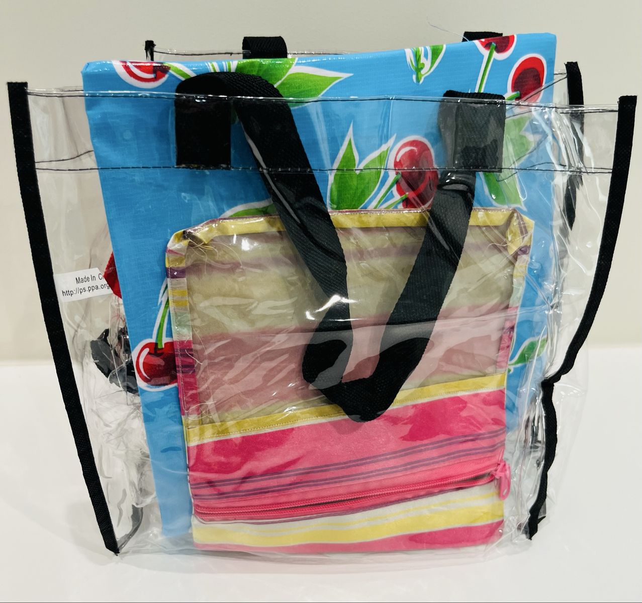 Clear Zippered project Bags and Totes Lot - Various Sizes & Patterns