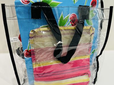 Clear Zippered project Bags and Totes Lot - Various Sizes & Patterns