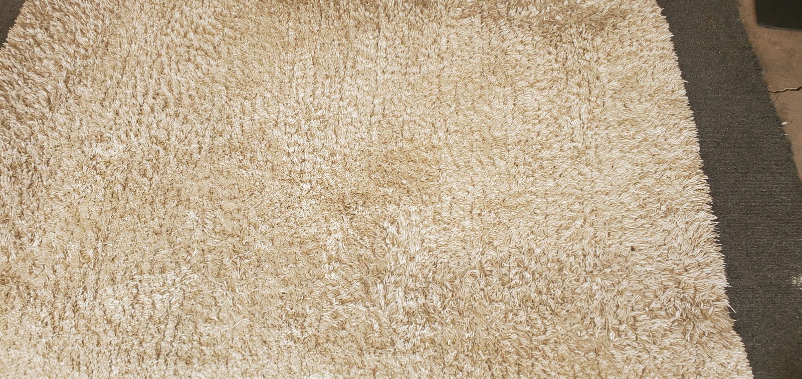 Large Beige Shag Area Rug - 5' x 7' Soft, Thick Pile Carpet