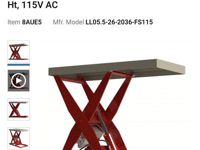 $1854 LESS THAN GRAINGER! BRAND NEW* Southworth 8AUE5 550 LB capacity electric scissor lift table