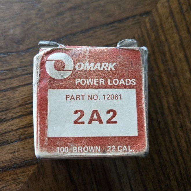 Vintage Omark 2A2 Powder Loads Box - Full 100 Count - Old Stock.