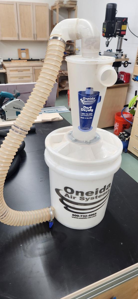 Oneida Air Systems Dust Collector & Cyclone Separator Kit w/ Clear Bucket, 2.5 Deluxe 5-Gal - Portable Cyclone Machine