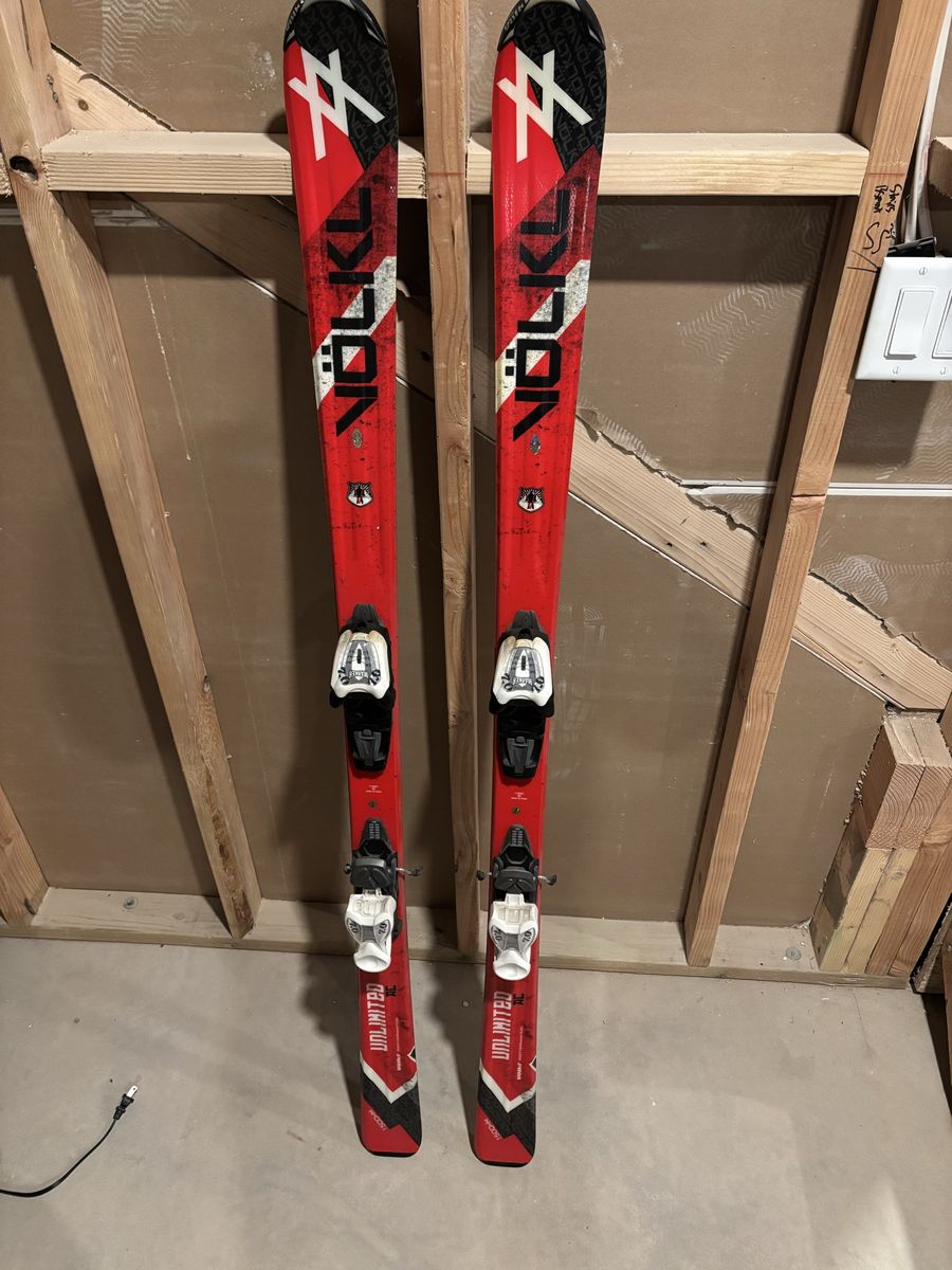 Volkl Unlimited AC Skis with Bindings - 150cm Red/Black All-Mountain Skis