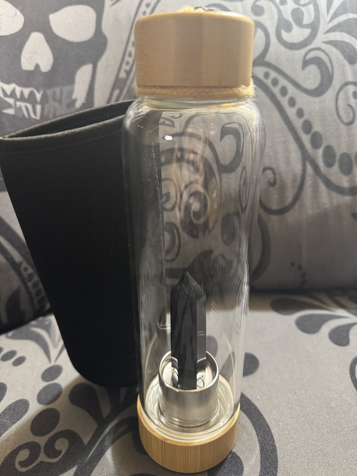 Bamboo Glass and Obsidian Bottle