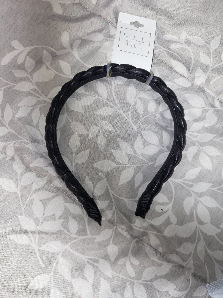 FULL TILT Black Braided Faux Leather Headband New with Tags