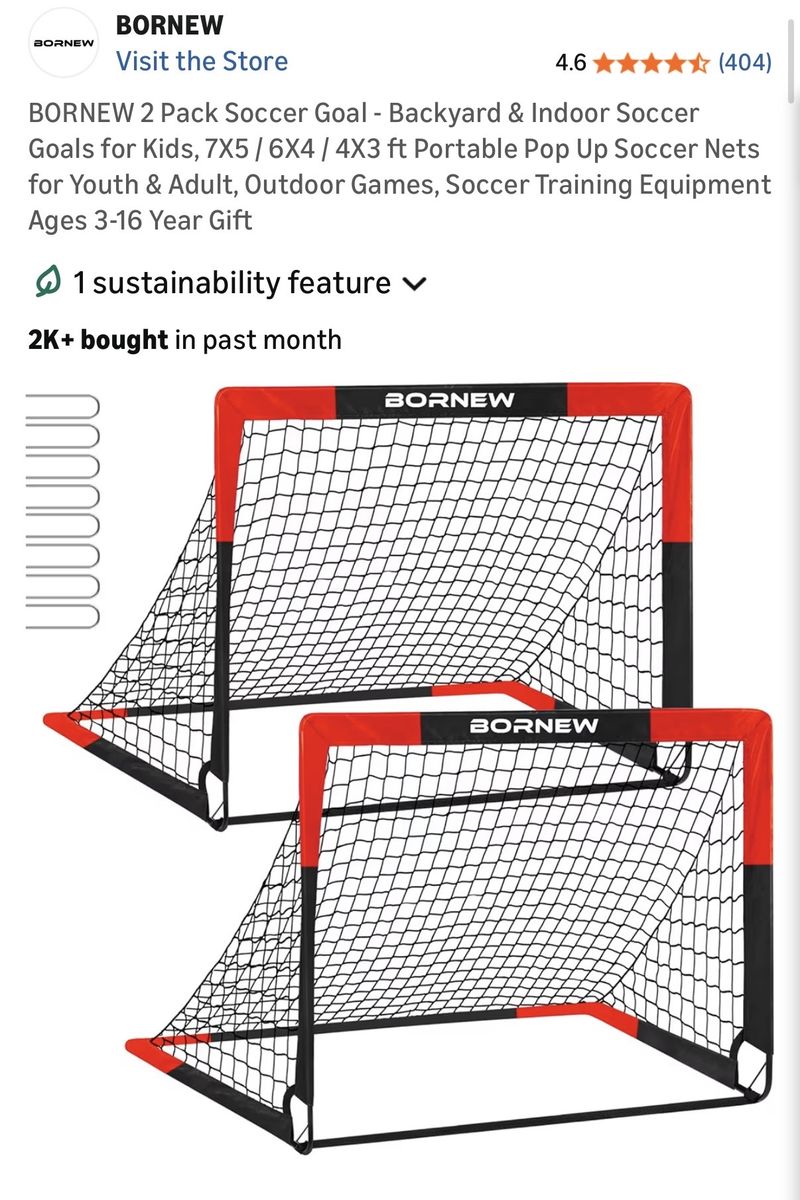 Bornew soccer goals 4x3ft for kids
