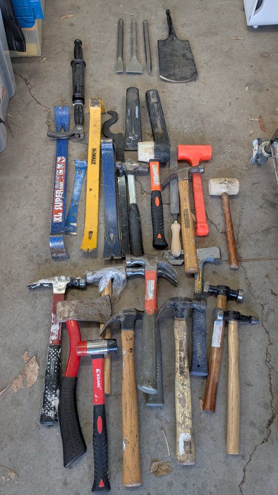 Hammers, pry bars, pliers, extension cords