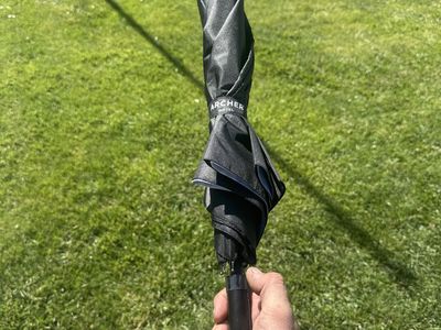Archer Hotel Branded Black Umbrella with Curved pleather stitched Handle