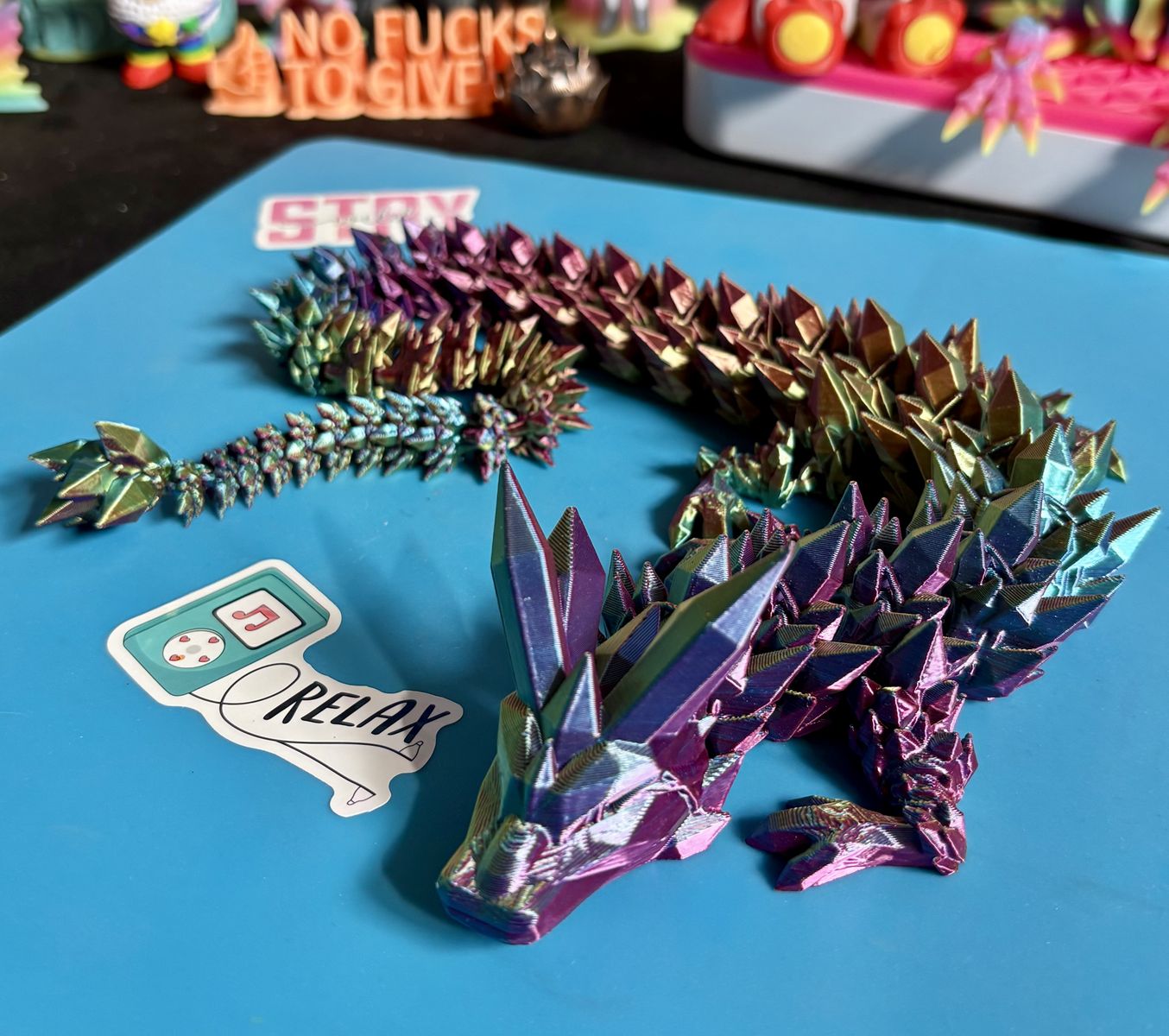 3D Printed Print Printing Rainbow Crystal DRAGON ADHD AUTISM Fidget Fidgets Toy Toys Dragon
