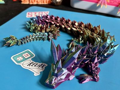 3D Printed Print Printing Rainbow Crystal DRAGON ADHD AUTISM Fidget Fidgets Toy Toys Dragon