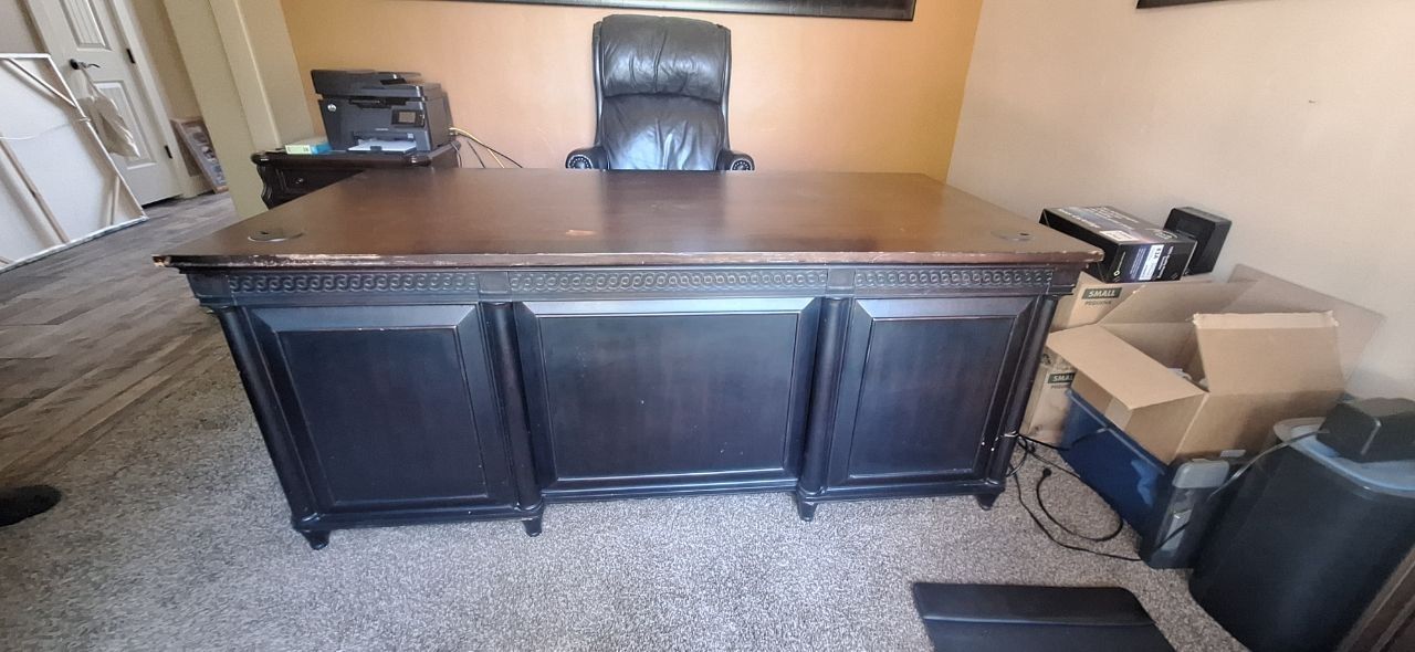 Hardwood desk & executive office chair