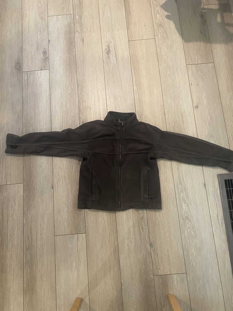 Arei Dark Brown Full-Zip Fleece Jacket - Size 6/7 - High Collar & Pockets